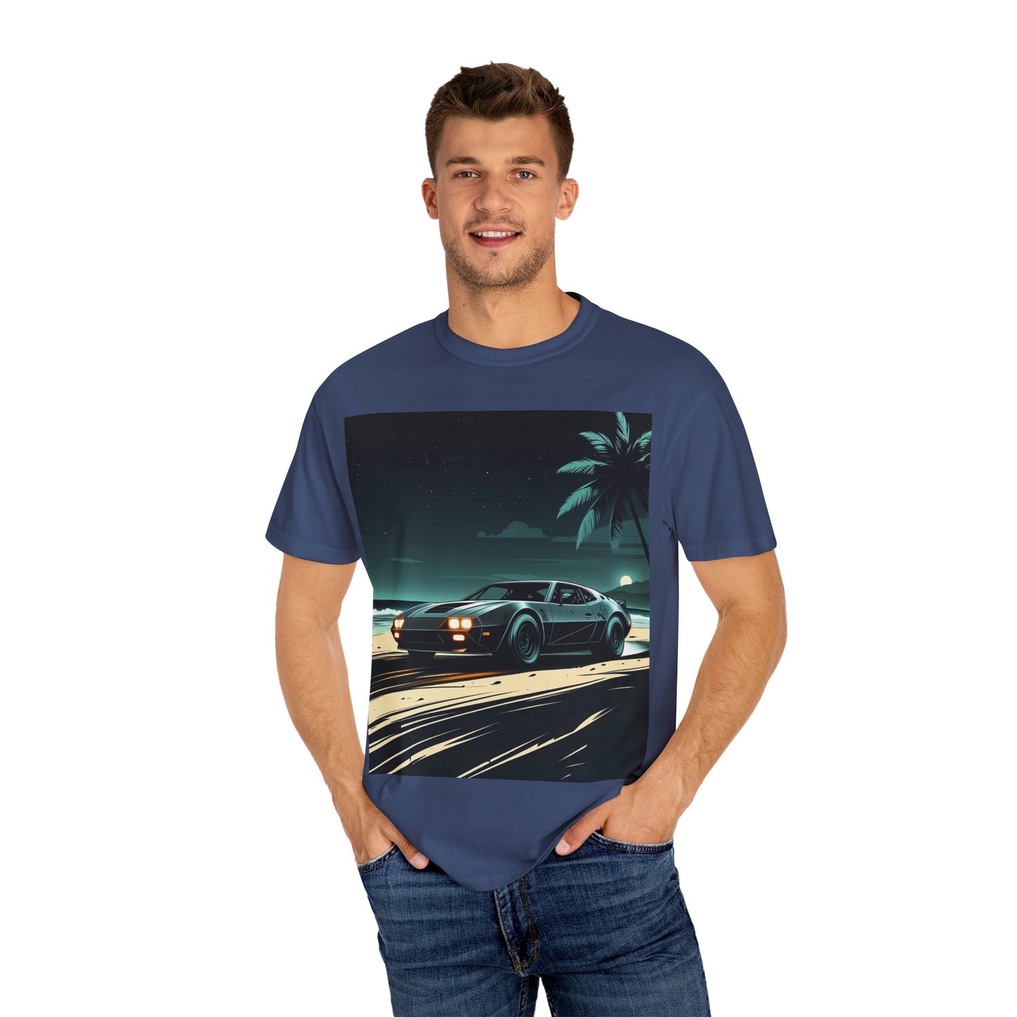 Car Driving Hawaiian Beach Night Unisex T-shirt