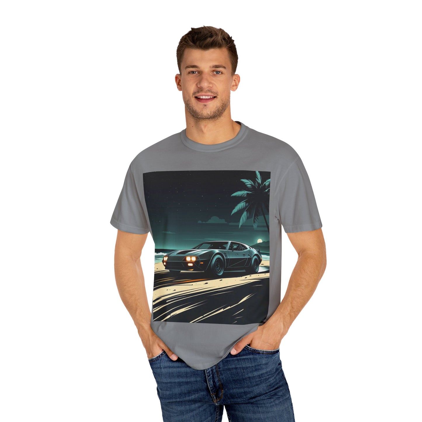 Car Driving Hawaiian Beach Night Unisex T-shirt
