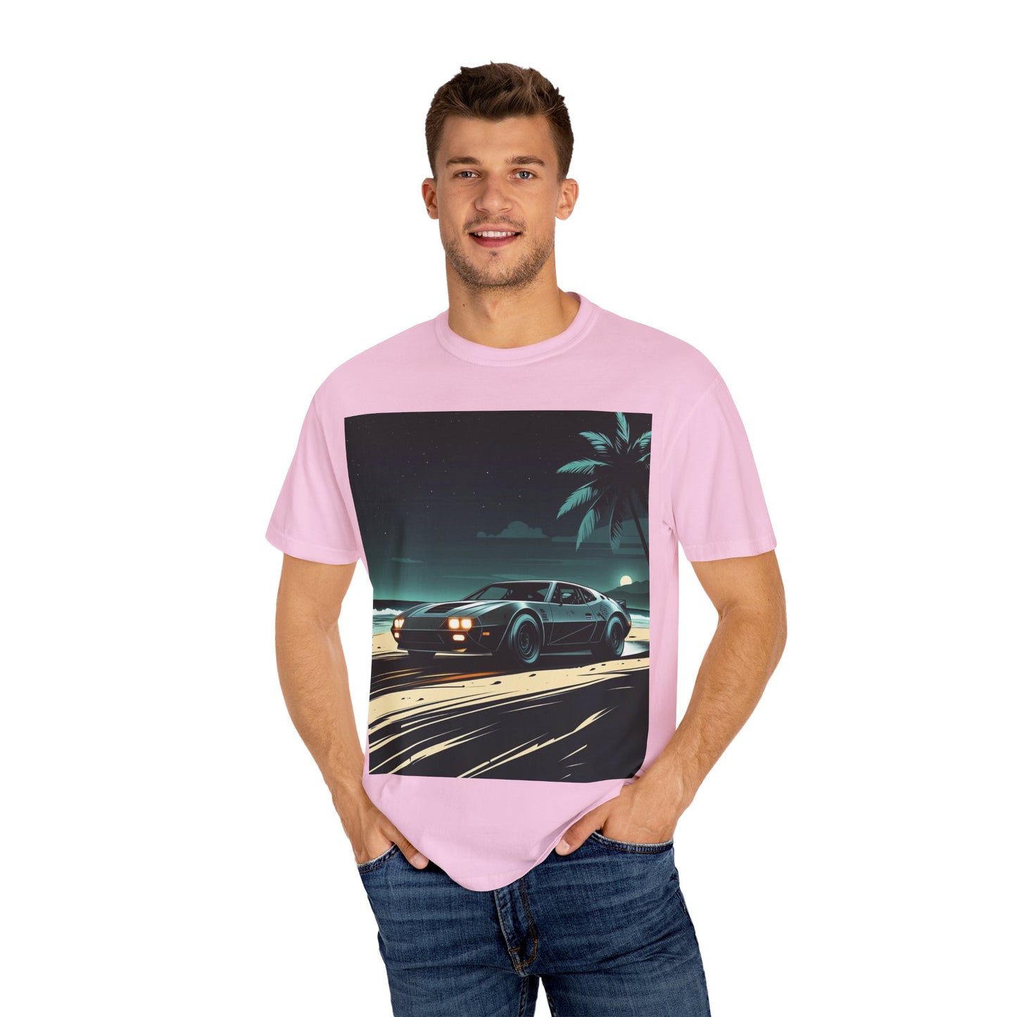 Car Driving Hawaiian Beach Night Unisex T-shirt