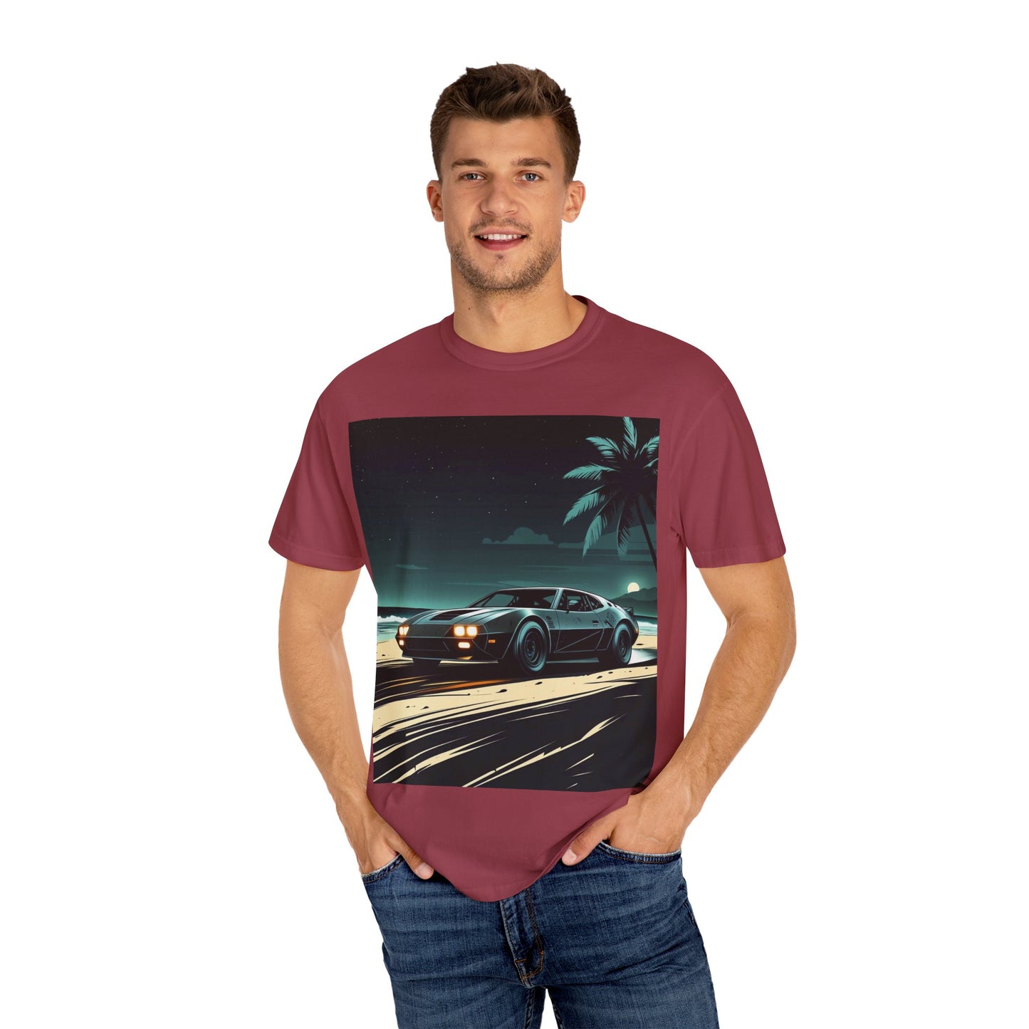 Car Driving Hawaiian Beach Night Unisex T-shirt