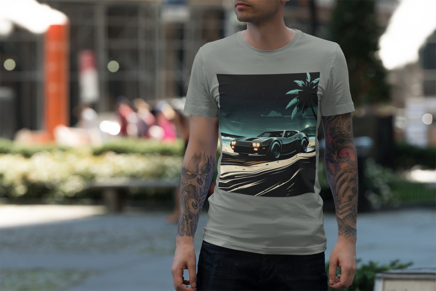 Car Driving Hawaiian Beach Night Unisex T-shirt