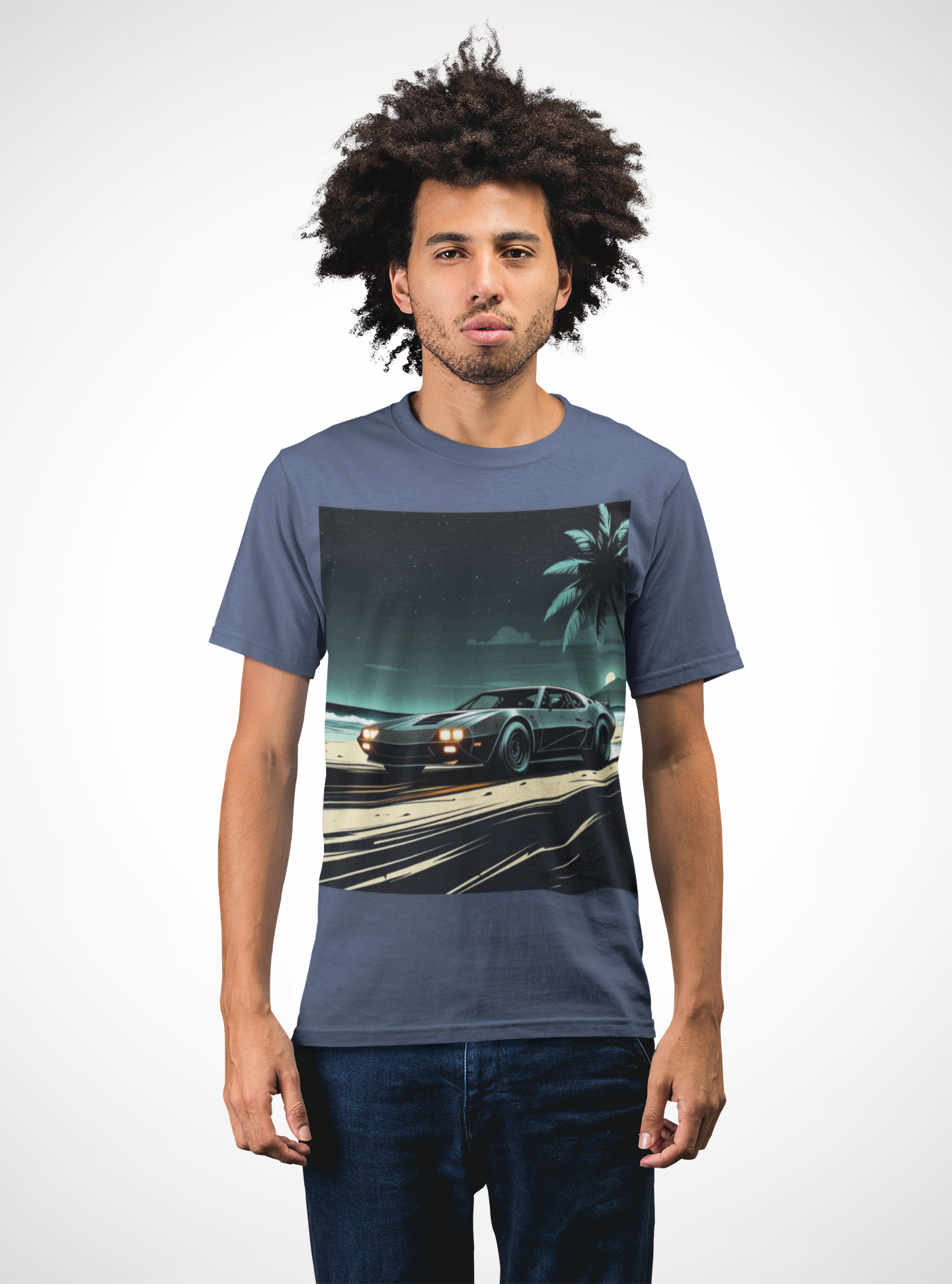 Car Driving Hawaiian Beach Night Unisex T-shirt