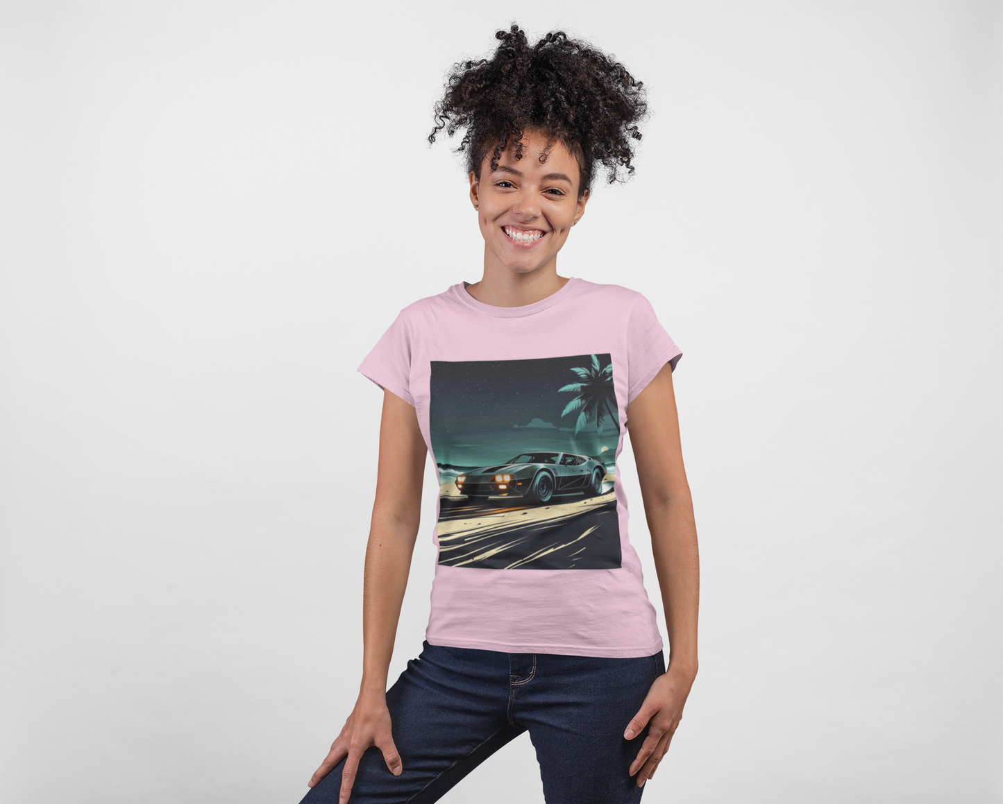 Car Driving Hawaiian Beach Night Unisex T-shirt