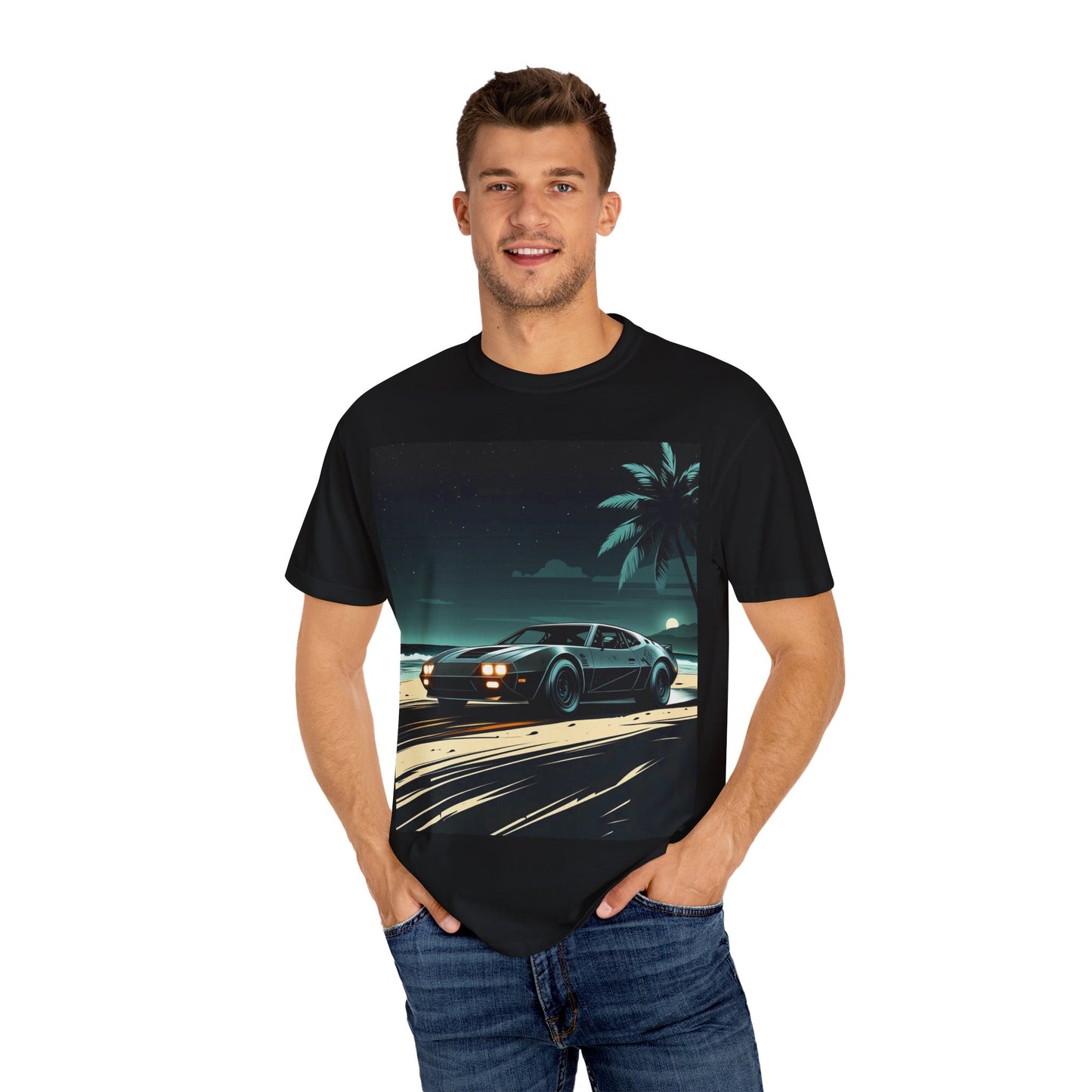 Car Driving Hawaiian Beach Night Unisex T-shirt