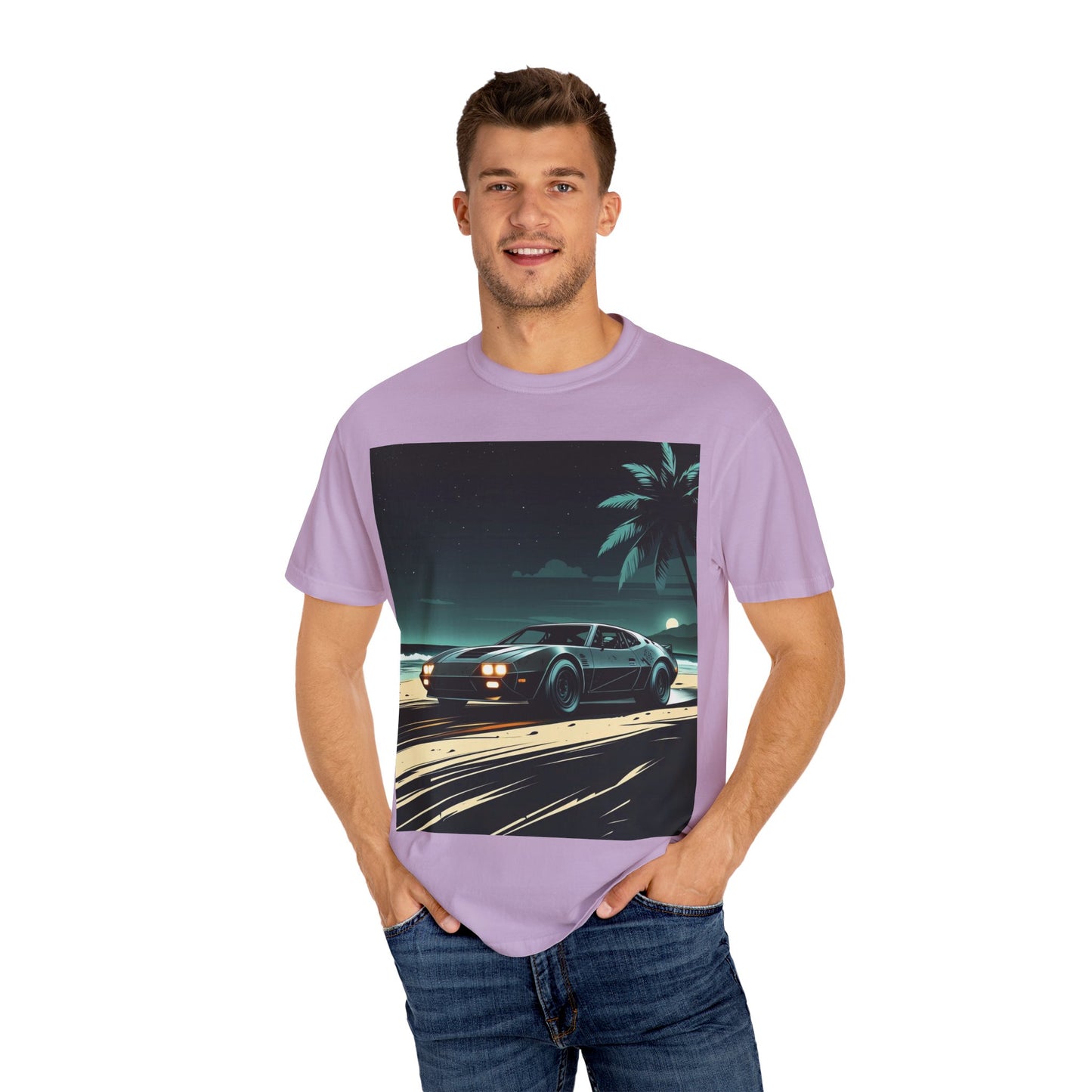 Car Driving Hawaiian Beach Night Unisex T-shirt