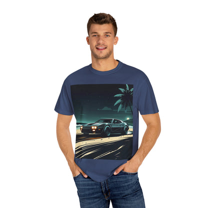Car Driving Hawaiian Beach Night Unisex T-shirt