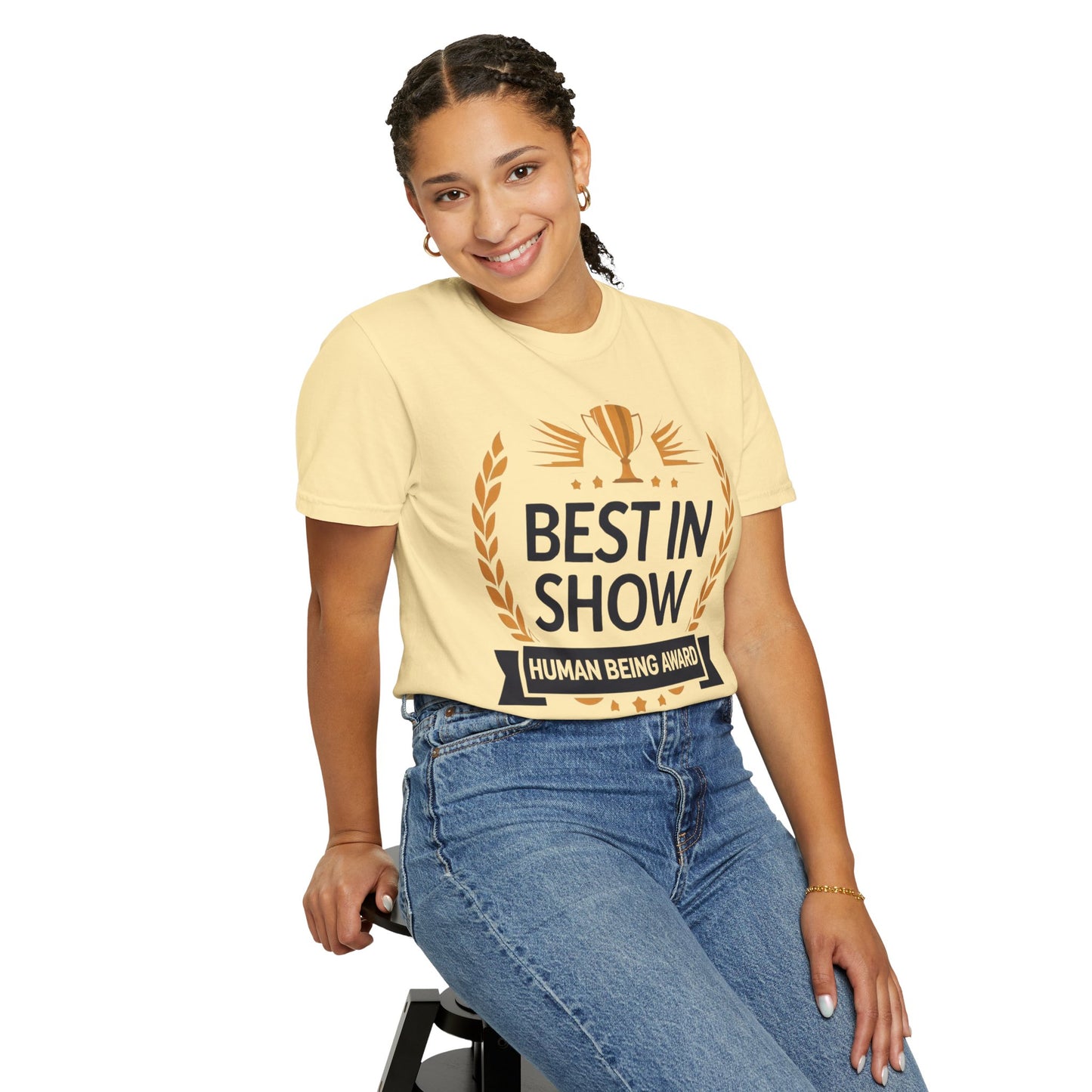Humorous T-Shirt - Best In Show Human Being Award Unisex Garment-Dyed