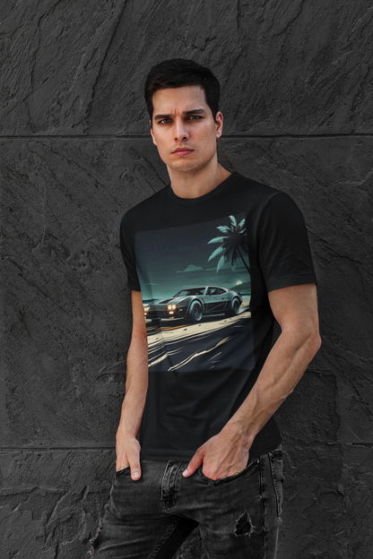 Car Driving Hawaiian Beach Night Unisex T-shirt