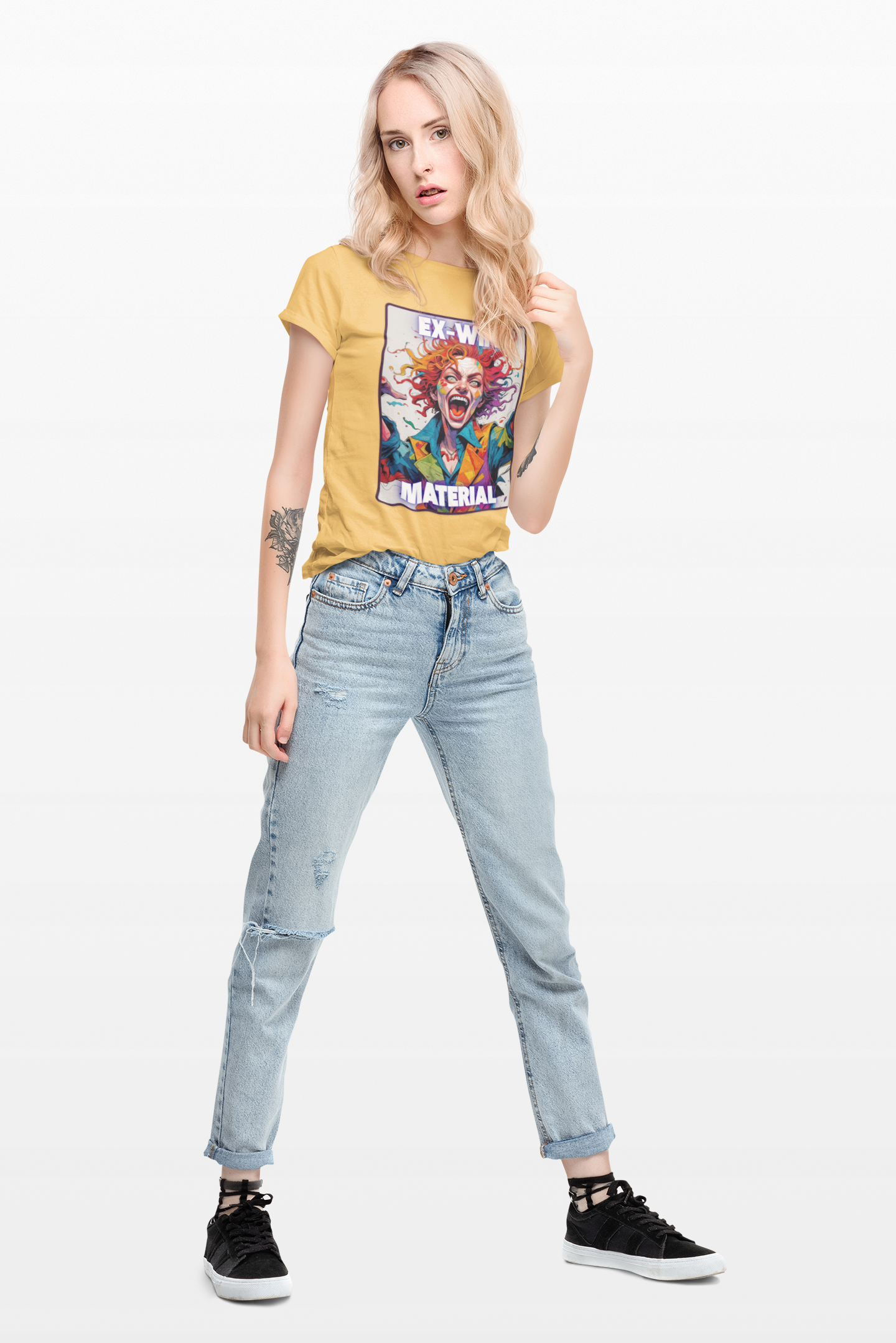 Humorous Women's T-Shirt - Ex-Wife Material Unisex Garment-Dyed