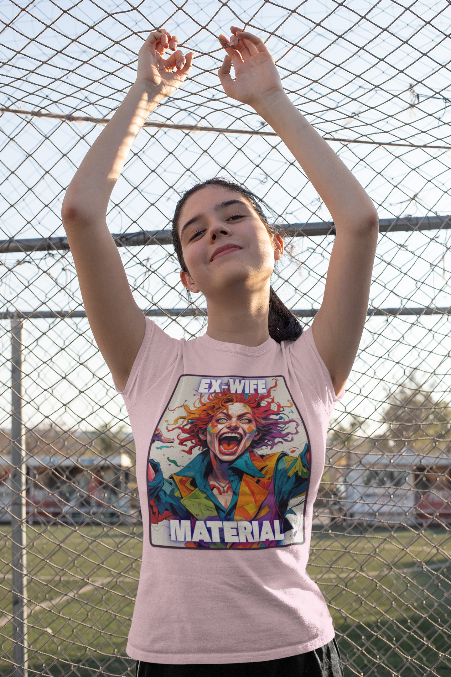 Humorous Women's T-Shirt - Ex-Wife Material Unisex Garment-Dyed