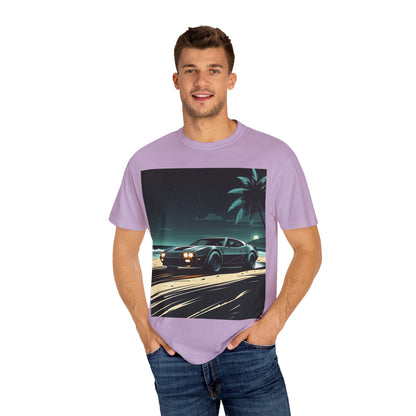 Car Driving Hawaiian Beach Night Unisex T-shirt